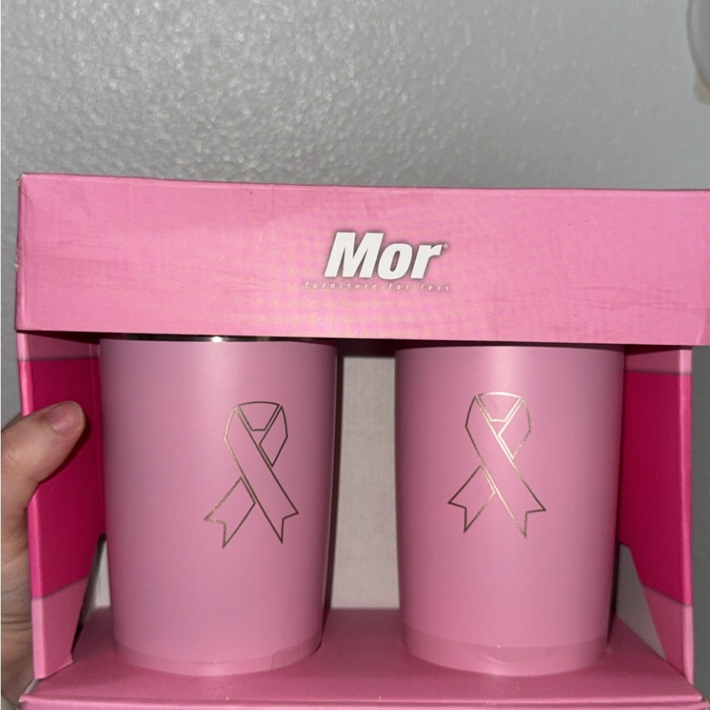 NEW Set of 2 Insulated Mugs Breast Cancer Awarness
